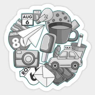 Cute Travel Grey Doodle Sticker